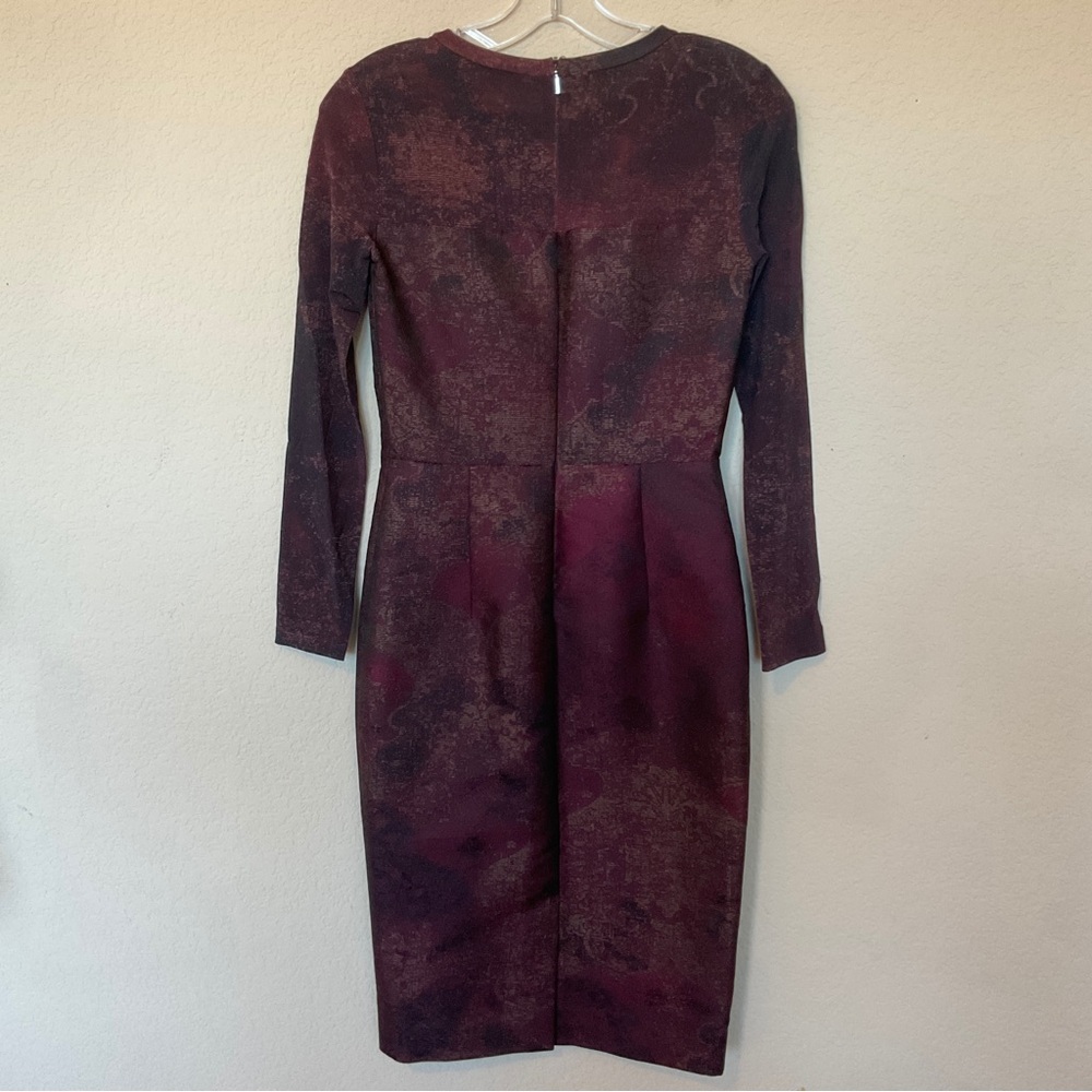 Max Mara Varna NWOT Jacquard Print Bordeaux Sheath Dress As Seen On TV 36 / US 2 - Picture 6 of 16